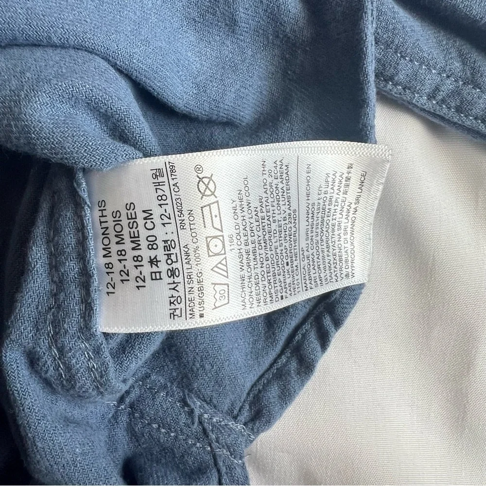 Baby Gap Blue Cotton Hooded Button-Up Shirt Size 12-18 Months